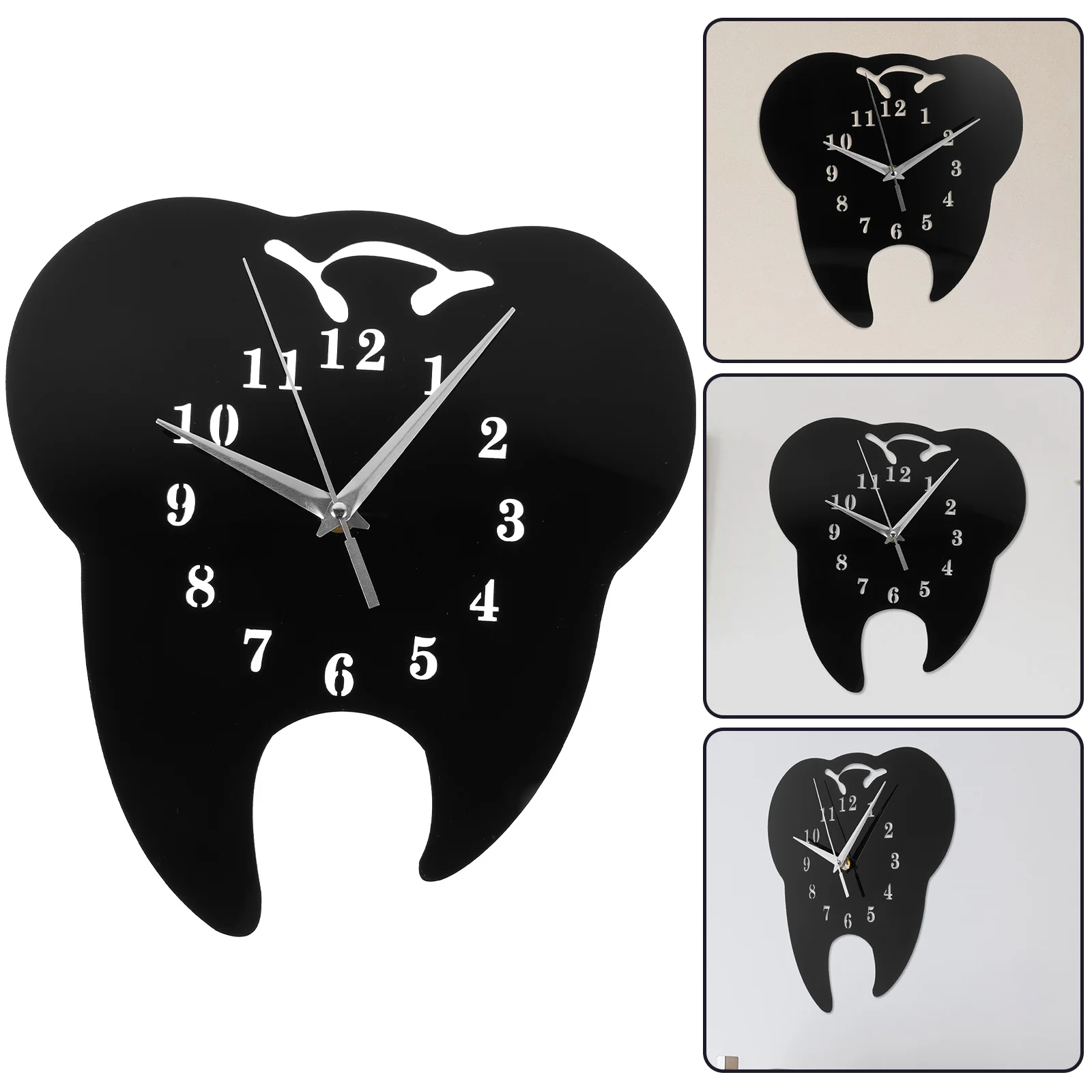 

Dental Clinic Wall Tooth Shaped Clock Mirror Decor Hanging Decorative Acrylic Delicate Bedroom Office