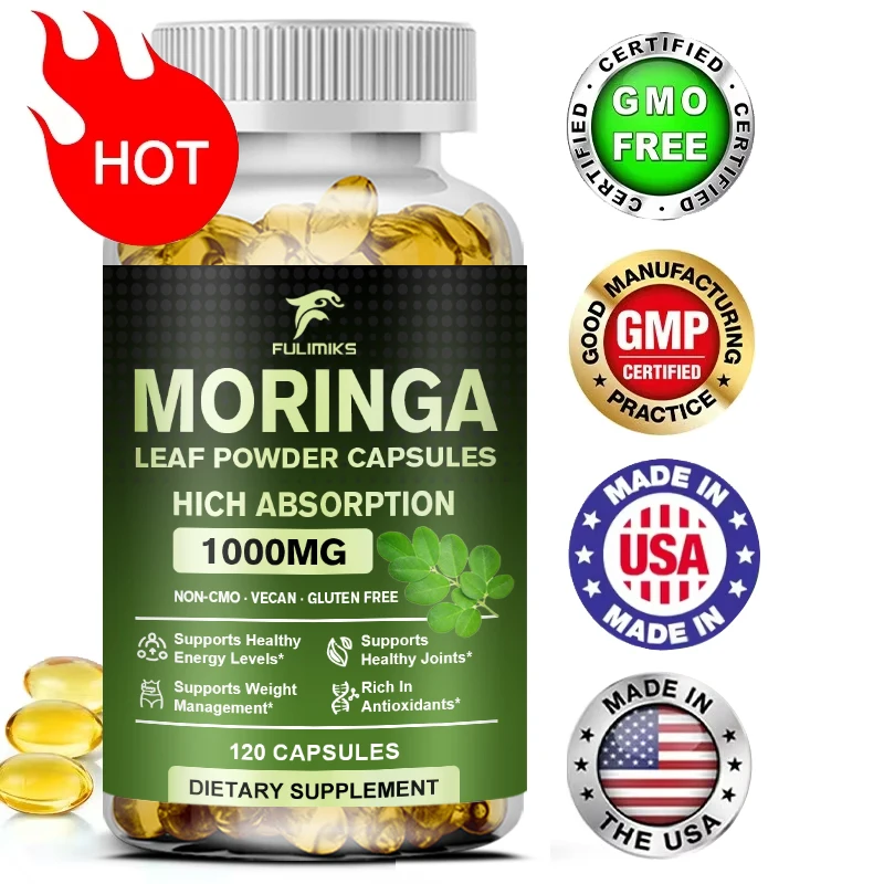 

Капсулы из порошка листьев Моринга 1000 мг, богатые антиоксидантами поддерживает уход за весом, здоровые суставы, здоровые уровни энергии