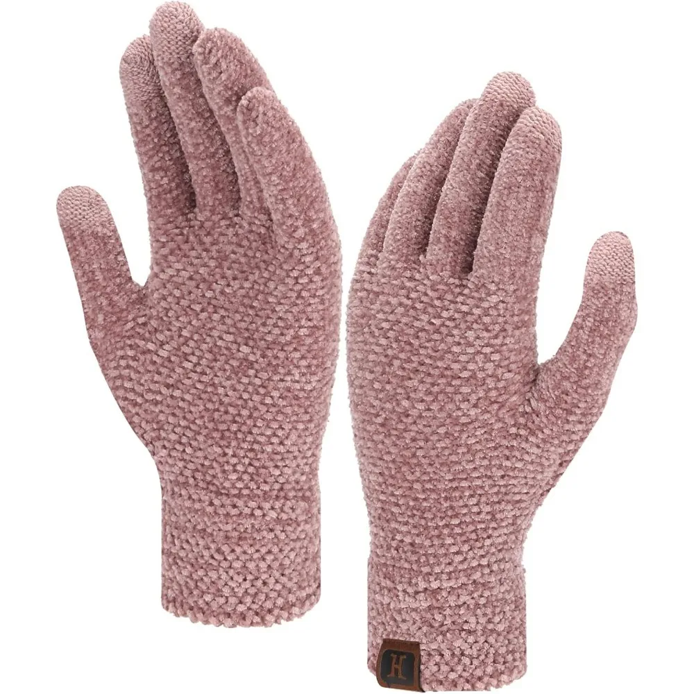 

Womens Winter Touchscreen Gloves for Cold Weather, Chenille Warm Knit Gloves
