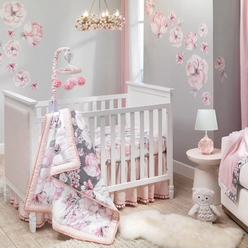 

Botanical Baby Watercolor loral 4-Piece Crib Bedding Set