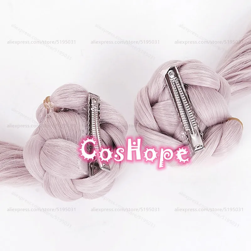 Tsukumo Kako Cosplay-Perücke mit doppelten Pferdeschwänzen, rosa Perücke, Cosplay, Anime, hitzebeständige synthetische Perücken für Halloween-Party-Kostüm