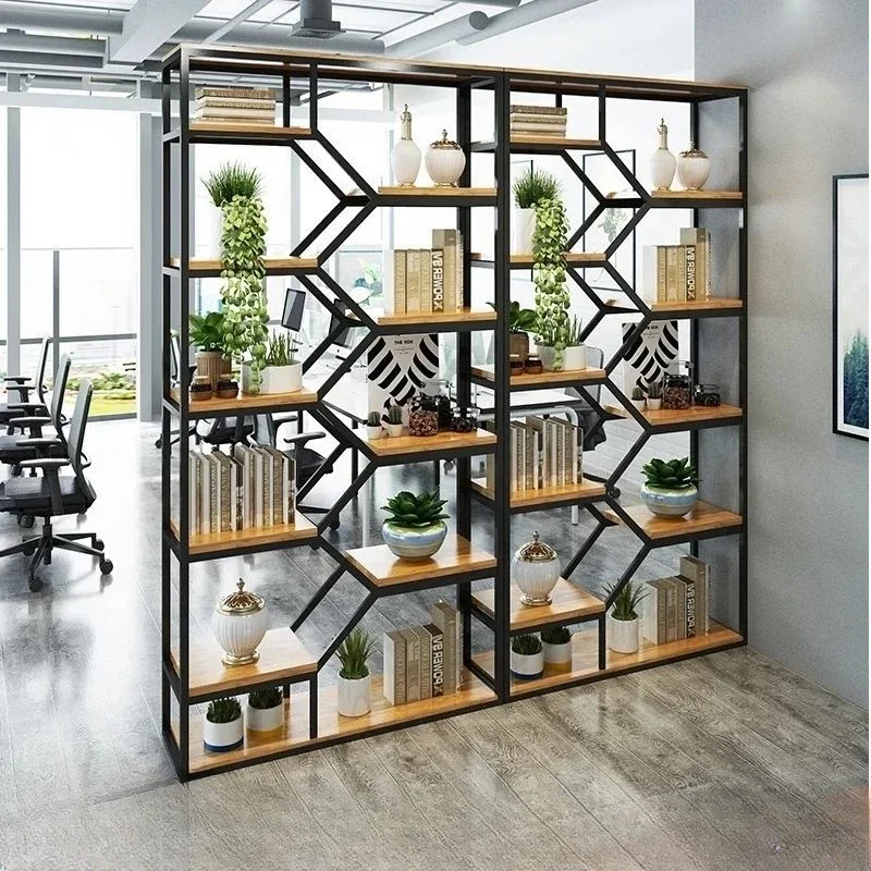 

Wrought Iron Bookcase Creative Floor Living Room Partition Locker Tea Cabinet Office Display Stand