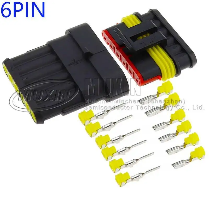 10 SetS Kit 6P 6Pins Way AMP 1.5 Super Seal Waterproof Electrical Automotive Wire Connector Plug For Car Motorcycle