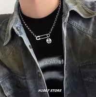 Trendy Short Pin Necklace Titanium Steel Men's Hoodie Accessory Simple Unique Fashion Jewelry from Mainland China