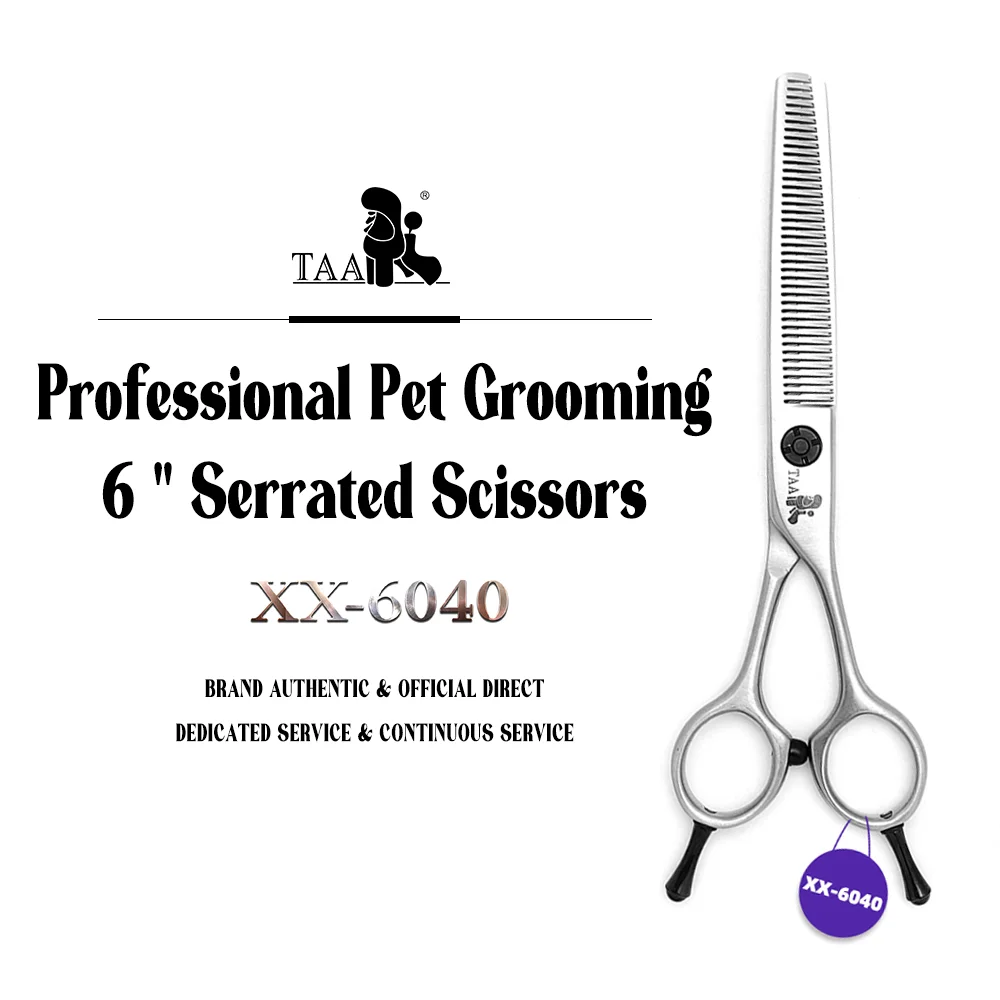 TAA Scissors Dog Grooming Shears Professional Pet Scissors Serrated Scissors Ultra-Light Hair Cut for Dog Groomer Tool XX-6040