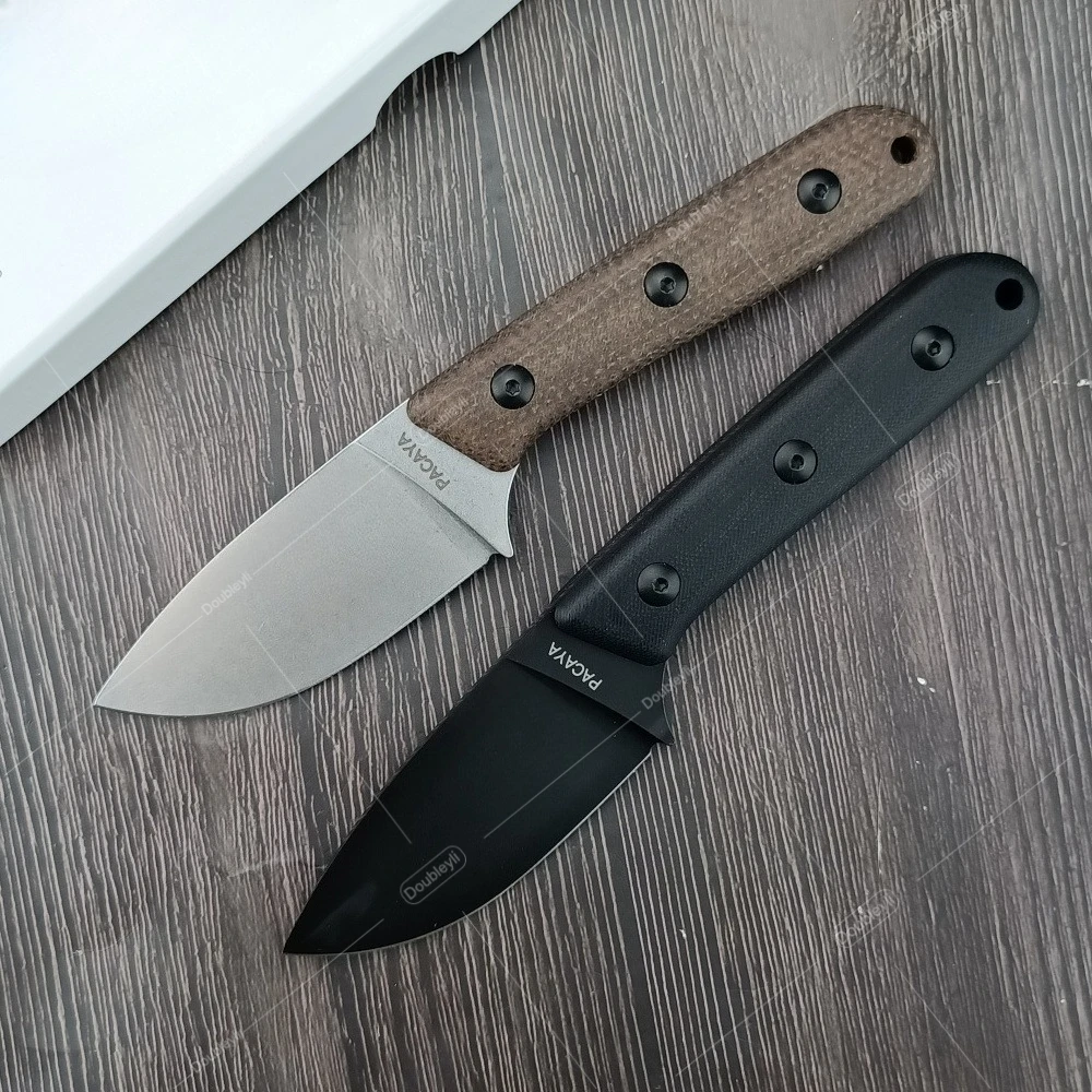 Multi-purpose Slicing Meat Slicing Peeling Pacaya Straight Knives Black G10 & Brown Micarta Handle - Perfect Gift for Festivals