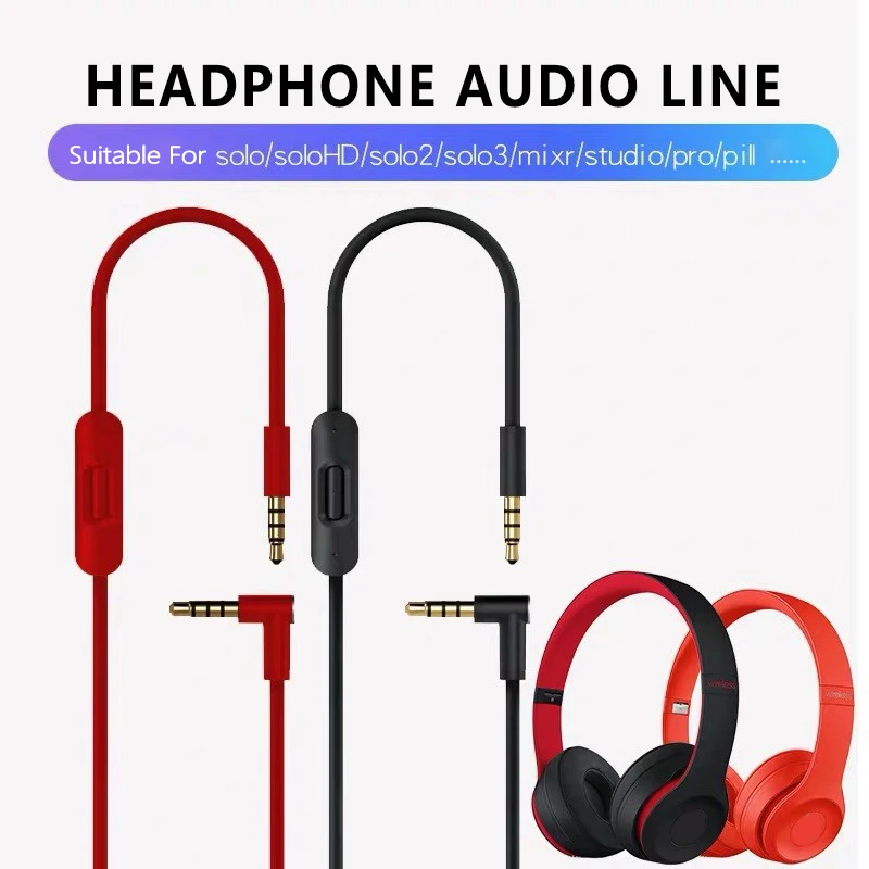 

3.5mm Original Earphones Replacement Cable with Mic For Beats SOLO 3 2 Studio 3.0 2.0 HD Pro HIFI Headset Extension Audio Cable
