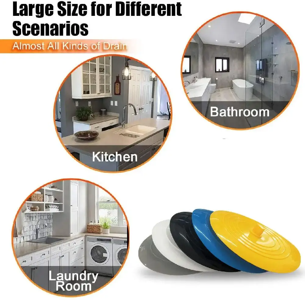 Silicone World 15cm Silicone Bathtub Stopper Leakage-proof Tub Stopper Stopper Bathroom Tools Drain Sink Cover Flat Hair Pl B7Y8