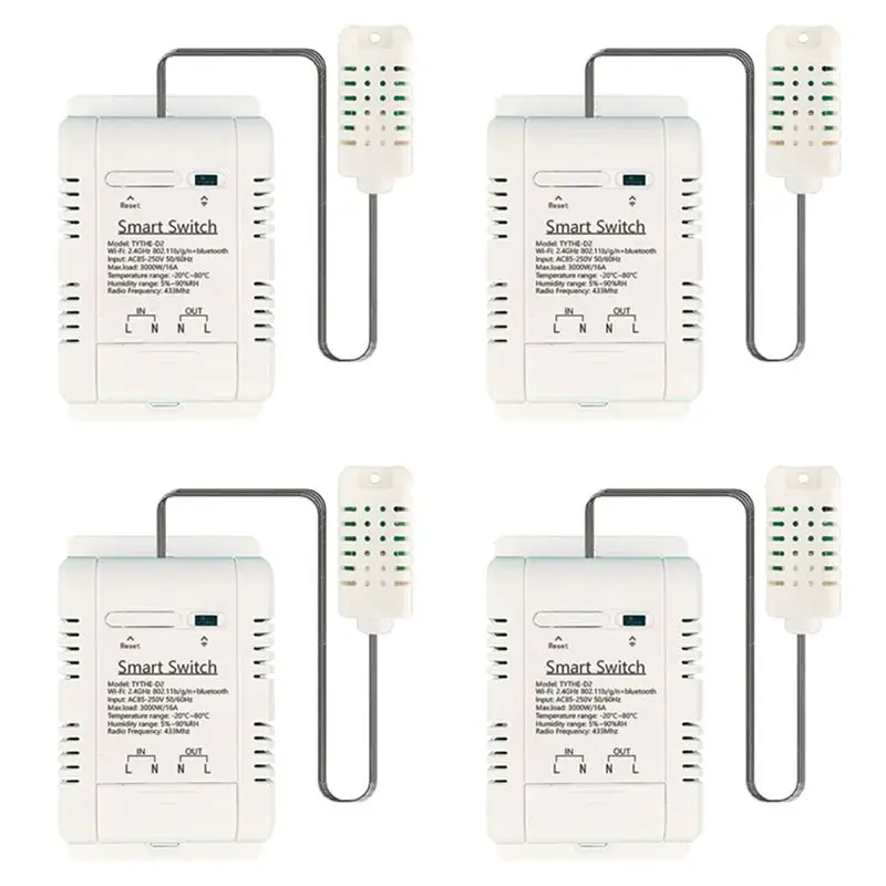 AA08-4X Wifi TH-16 Switch Tuya Control With Power Consumption Monitoring Temperature And Humidity Thermostat For Alexa