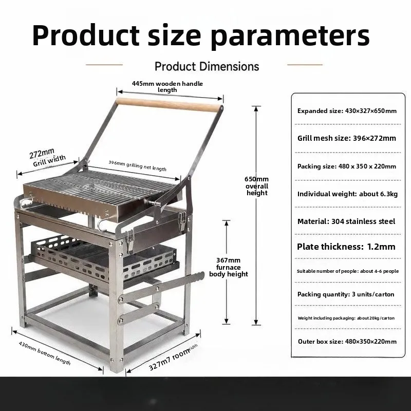 stainless steel 360 degree flip folding outdoor barbecue grill camping portable barbecue rack