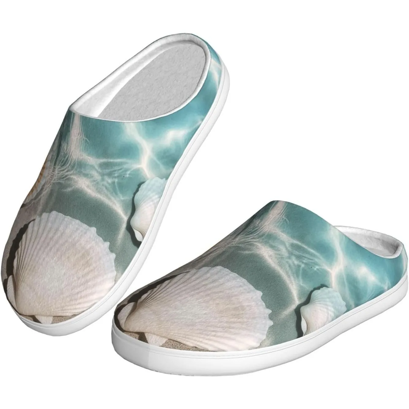 

Seashells Women’s Cozy Slippers Soft Cotton Indoor & Outdoor House Slippers With Anti-Slip Sole
