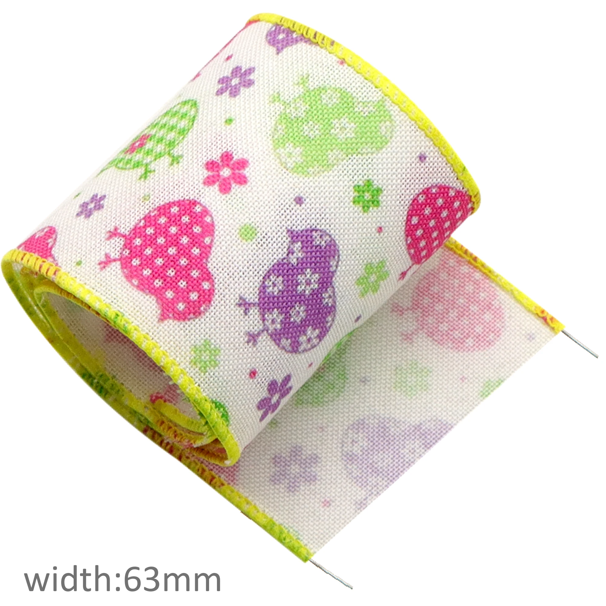 50 Yards 63mm Easter St Patricks Imitation Hemp Ribbon Wire Edge Linen Ribbon Decoration Bunny Clover Printed Ribbon ,50Yc24113