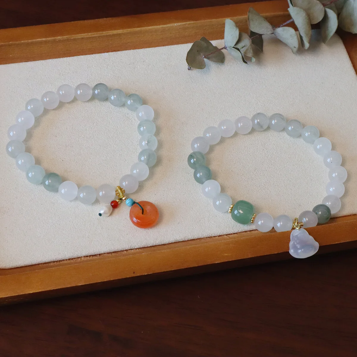 

8mm Natural Tianshan Cui Stones Quartzite Beaded Strand Women's Bracelets Chalcedony Buddha God&Lucky Agate Charm Bangle YBR1511