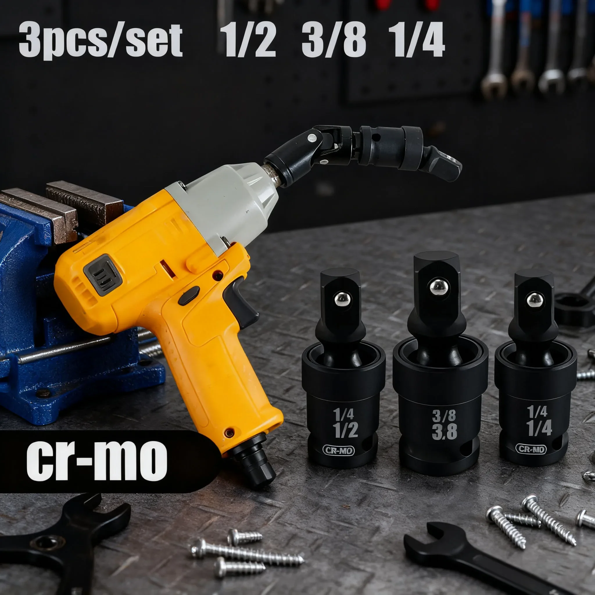 

1/2 3/8 1/4 Inch Socket Adapter Set 3PCS Heavy Duty Universal Impact Power Tool Accessories for Pneumatic Wrench Mechanic
