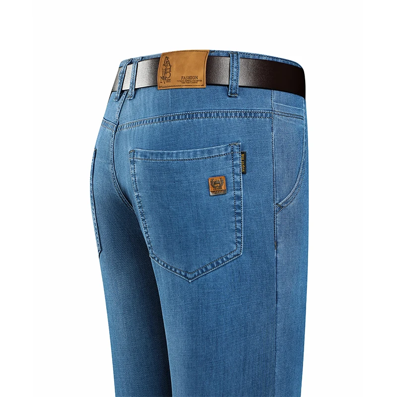 Top Quality Ice Silk Stretch New Brand Casual Fashion Breathable Baggy  Jean Pants Business Denim Trousers Mens Clothes 2025