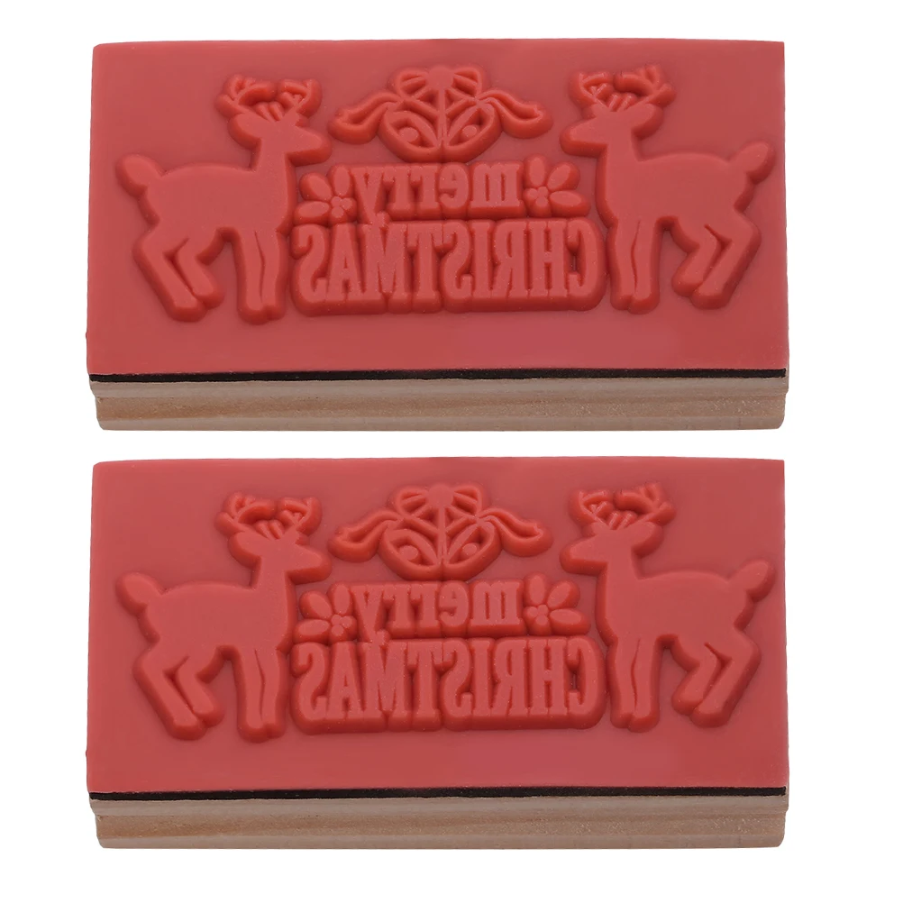 

2pcs Christmas Deer Wooden Stamper Cartoon Stamper Pcs Wooden DIY Craft Kids Gifts Cartoon Pattern Decor Storage Container