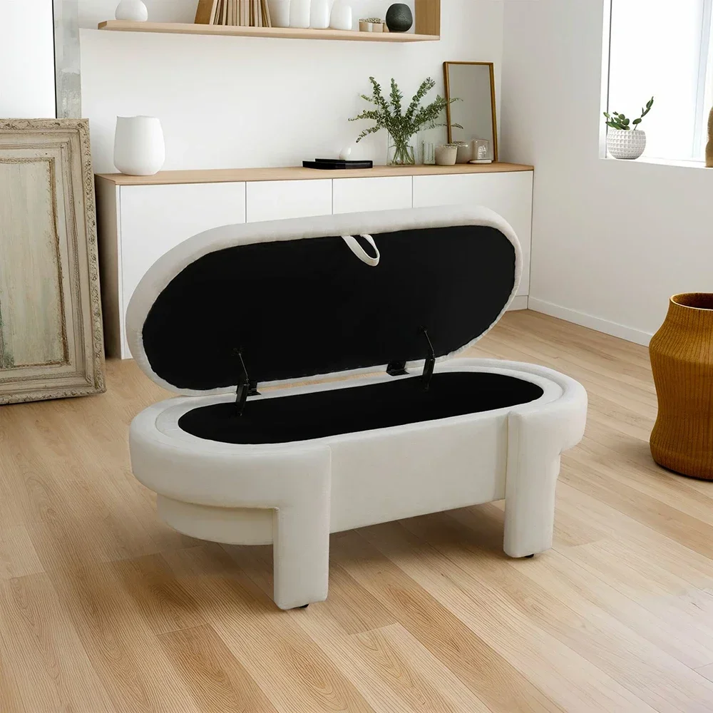 Off-white Living Room Sackcloth Leather Vanity Stools Modern Makeup Dressing Stool Creative Leather Bedroom Room Low Stools