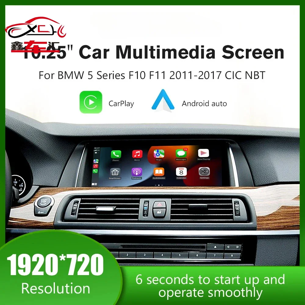 Wireless CarPlay Android Auto Car Radio Multimedia Player Linux Display Screen For BMW 5 Series F10 F11 2012-2017 CIC NBT