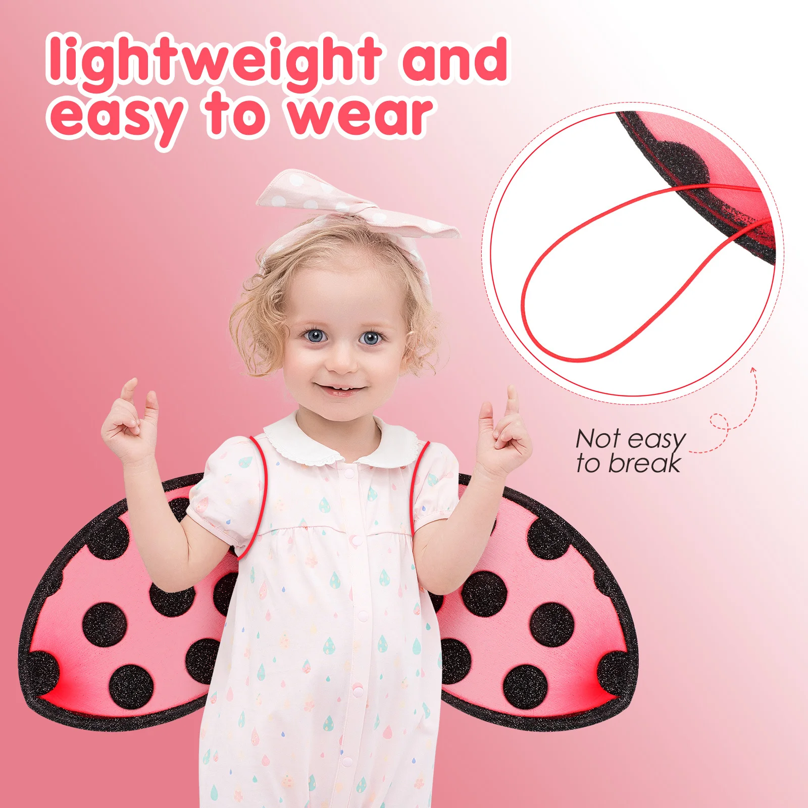 접이식 무당벌레 코스프레 날개 경량 어린이 공연 의상 파티 액세서리 코스프레 날개 무당벌레 어린이 의상