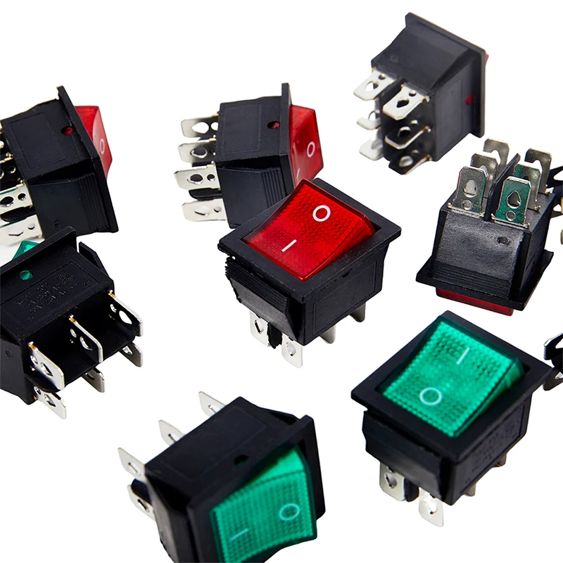 1PCS KCD4 Black Rocker Switch Power Switch ON-OFF-ON 3 Position 6 Pins The Arrowis Reset 16A 250VAC/ 20A 125VAC