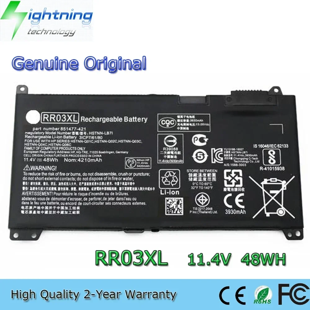 

Совершенно новый оригинальный аккумулятор для ноутбука RR03XL 11,4 В 48 Втч для HP ProBook 430 440 450 455 470 G4 851610-850