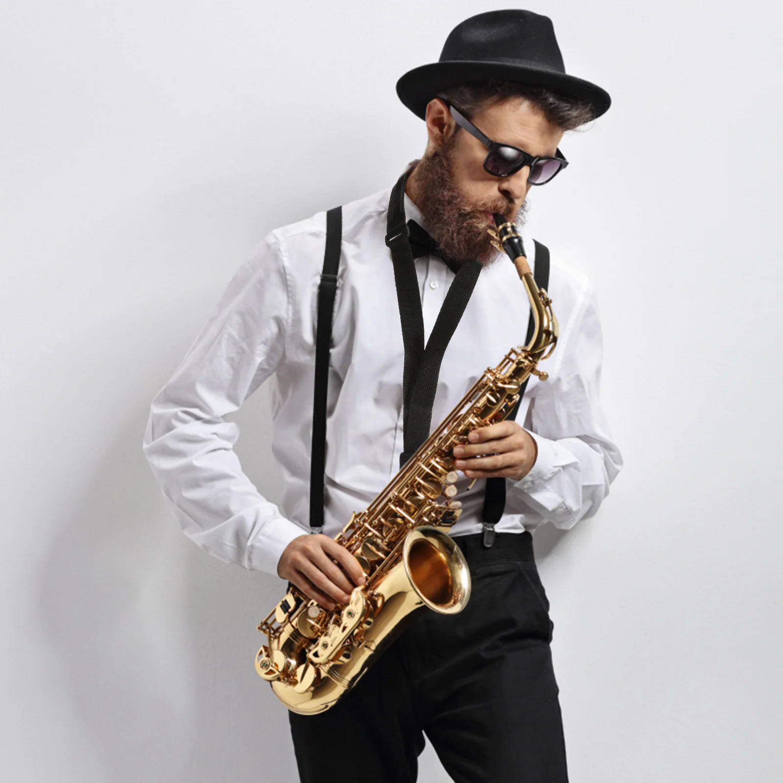 색소폰 나일론 넥 스트랩 블랙 조절 가능 내구성 경량 휴대용 디자인 여행용 탄성 후크 야외 사용