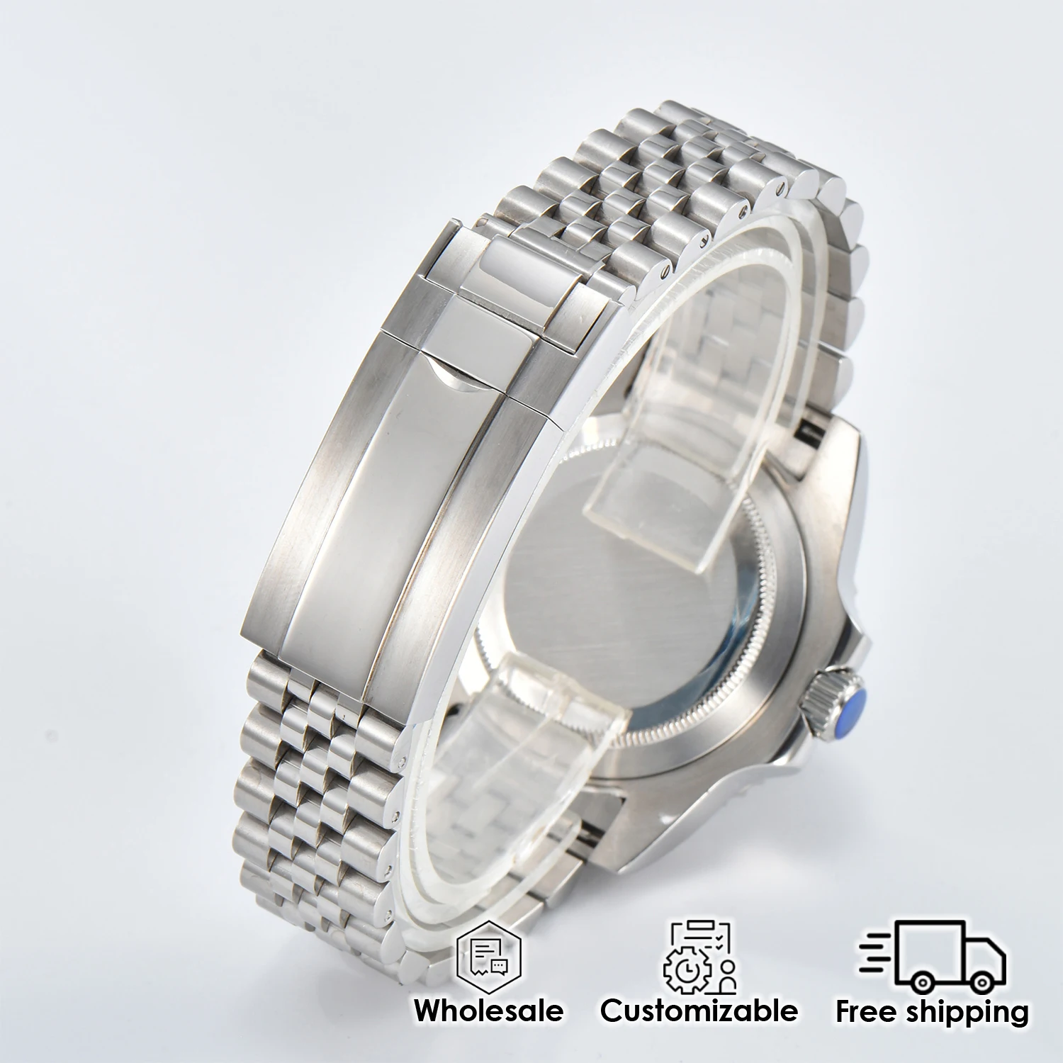 40 مللي متر ساعة اليد اليسرى للرجال الغواصة NH34 GMT منطقة زمنية متعددة مضيئة مقاوم للماء عادية موضة ساعة معصم قابلة للتخصيص