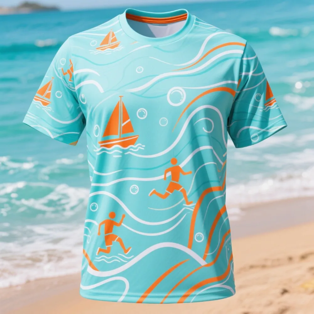 

Summer Fresh Color Matching Children's and Women's Summer Short Sleeved Top Quick Drying Breathable Printed T-shirt Family Look