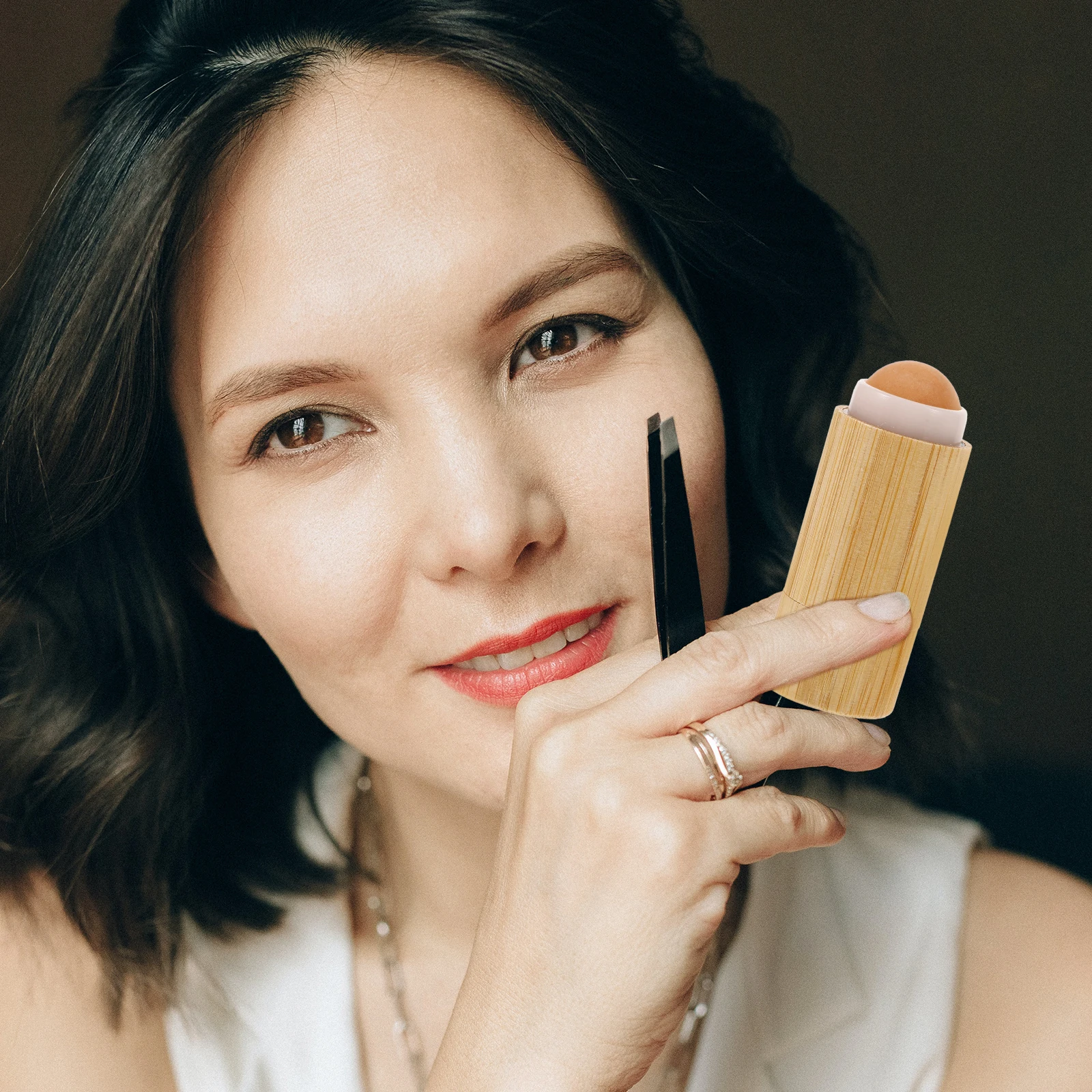 

Oil Absorbing Roller Ball Makeup for Foundation Liquid Women Small Portable Blush Brush Soft Fiber Volcanic Rock Face for Cream