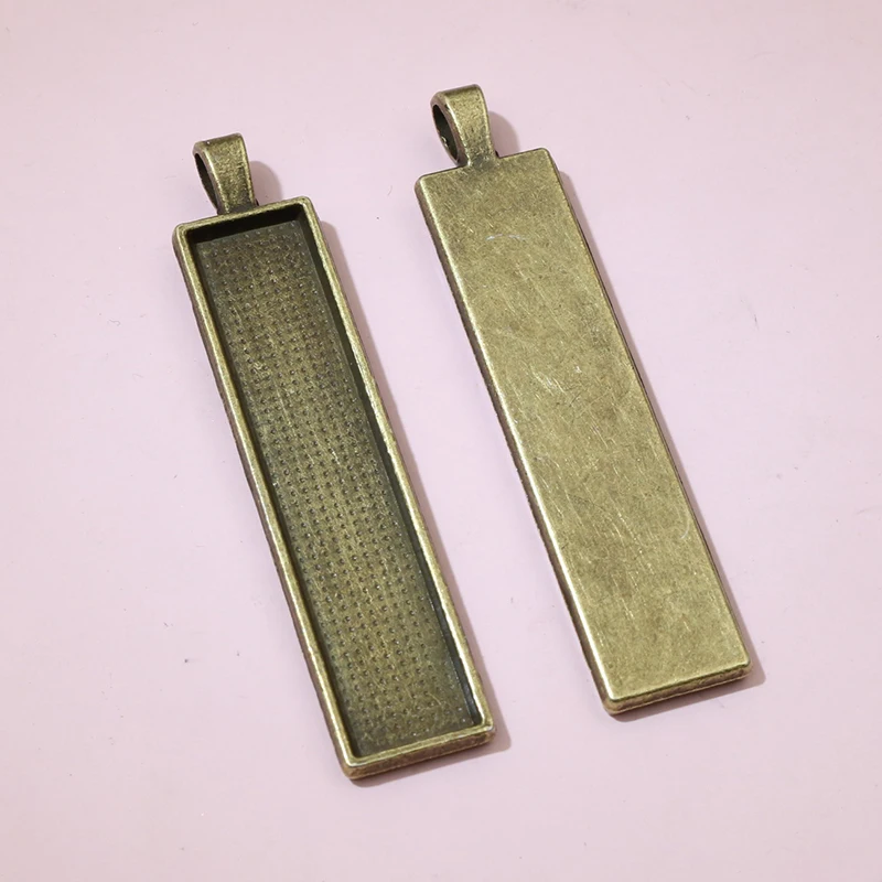 10x50mm inner size 5pcs Rectangle Pendant Cabochon Blank Base Setting Bezel Tray DIY Necklace Jewelry Making Accessories