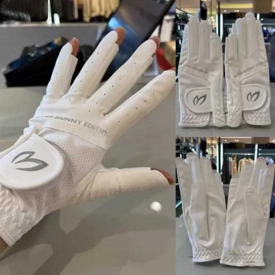 25 خريف جديد وصول أرنب شعار جولف المرأة الرياضة عدم الانزلاق المزدوج اليد المفتوحة إصبع تنوعا قفازات لينة تنفس قفازات