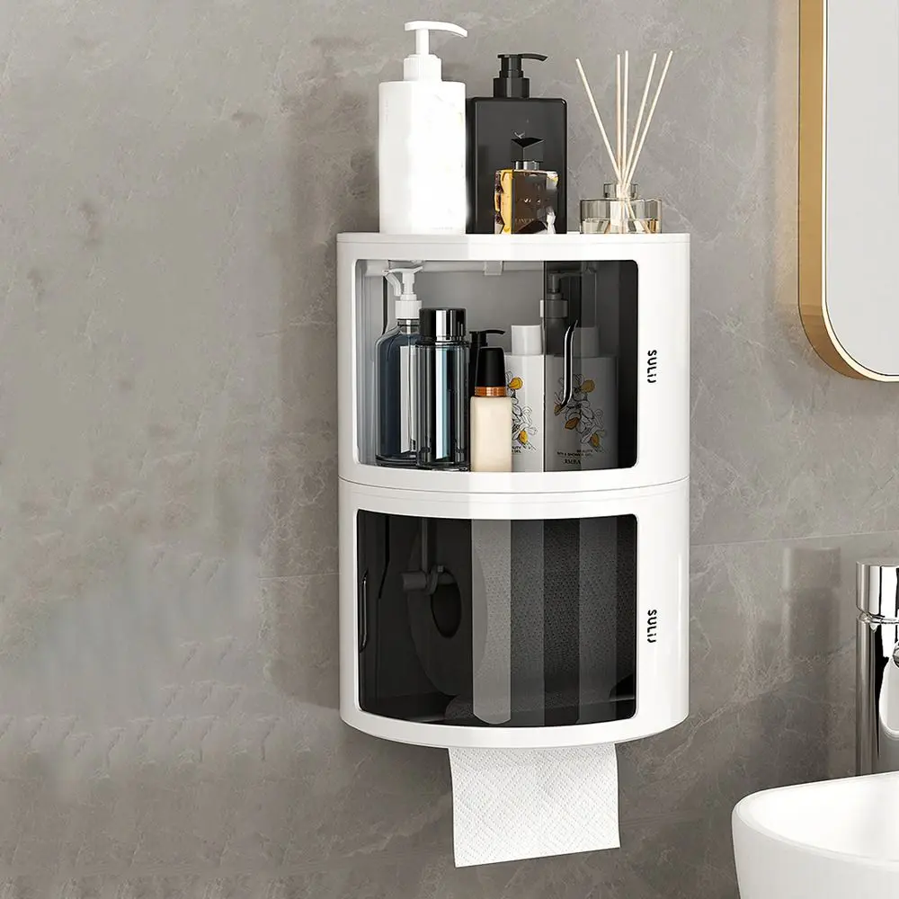 Plastic Toilet Paper Tray Punch-Free Waterproof Paper Storage Box Wall-Mounted Stackable Bathroom Tissue Box for Home