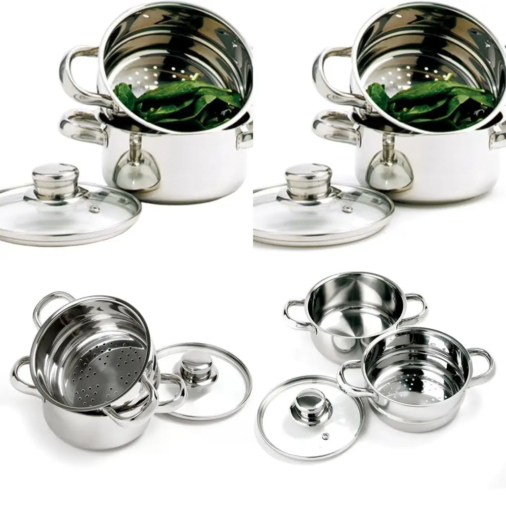 

3-Piece Stainless Steel Mini Steamer Set, 1-Quart Capacity
