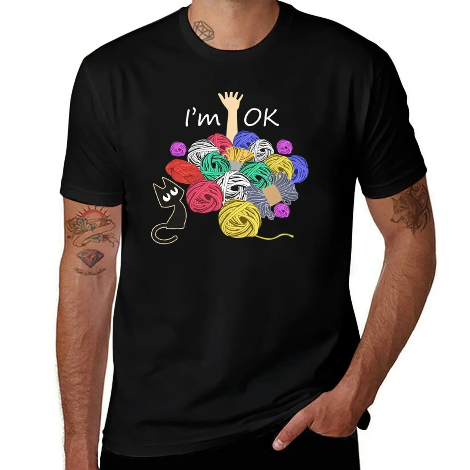 

I'm Ok Yarn Knitting Crochet Funny T-Shirt funny t shirts cotton t shirts cotton 100%