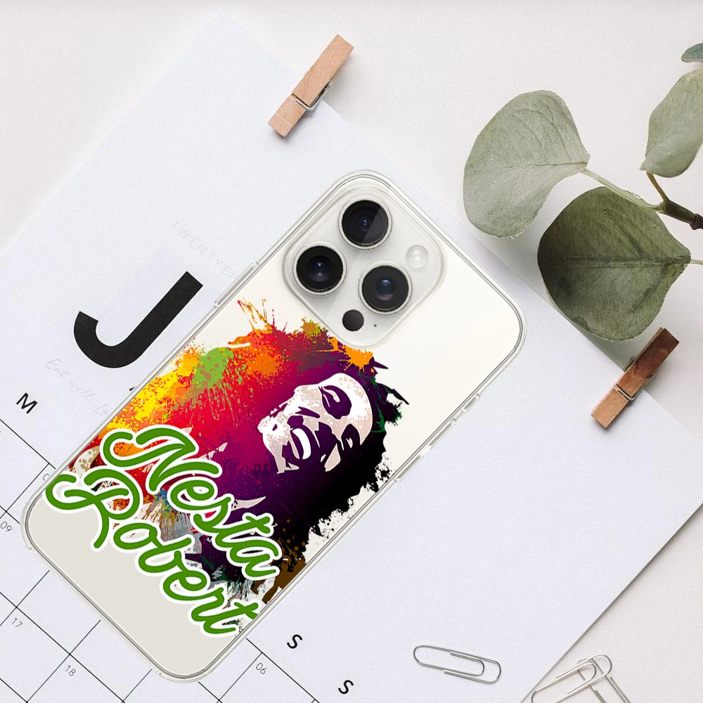 Bob Marley Rasta Lion Phone Case For Samsung S24 23 22 21 ULTRA PLUS A55 35 25 15 04 5G Transparent Shell