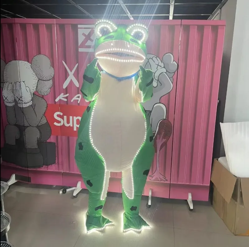 New Arrival Blow Up Frog Suit Light-UP Glowing Infltable Frog Clothes Party Halloween Props Kids Gift