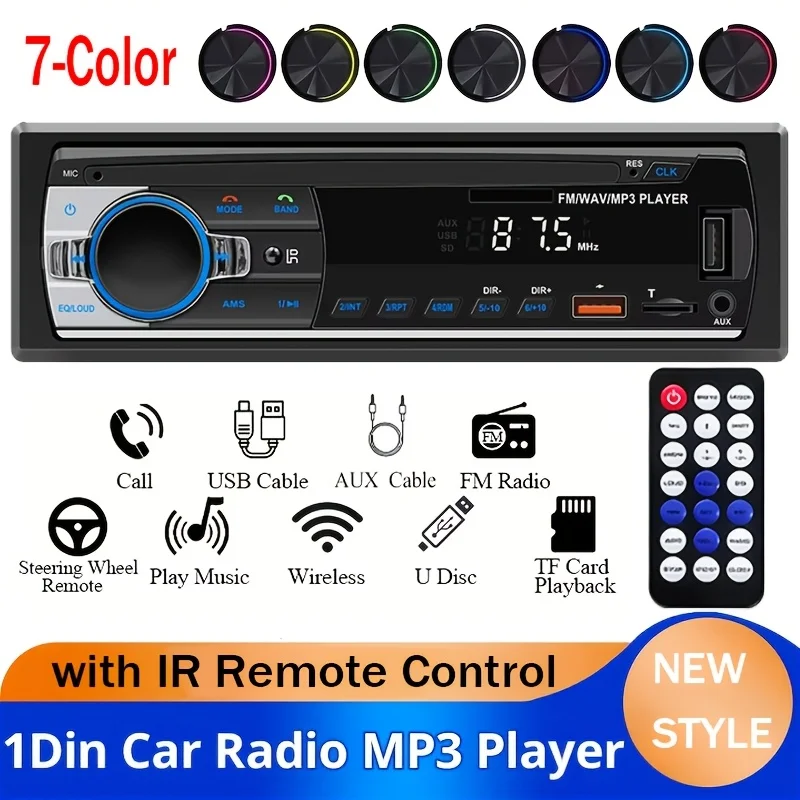1DIN In-Dash FM Stereo, Digital Audio Music Stereo Car Player Radio MP3 Player, Compatible with RCA/USB/SD/AUX-IN And Features