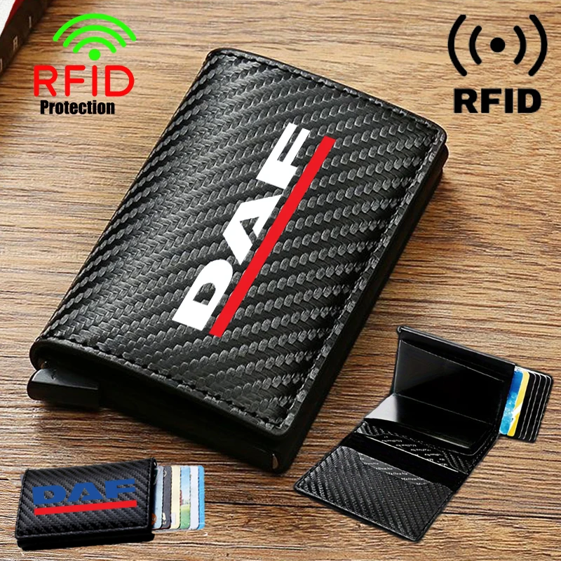

Мужские кошельки для карт Anti Thief Rfid из углеродного волокна, тонкий мини-кошелек из искусственной кожи для DAF 106xf XF 95 105 CF LF VAN DAF MX, аксессуары