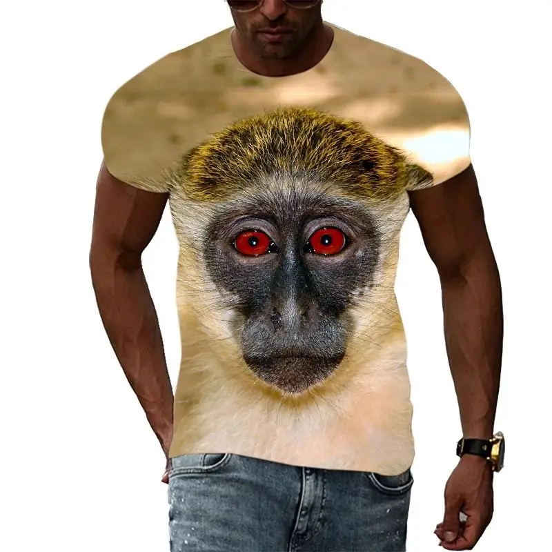 

Summer Men 3d Printed Animal Funny Monkey Graphic T-Shirt Fashion Casual Funny Plus Size O Collar Short Sleeve Comfortable Top