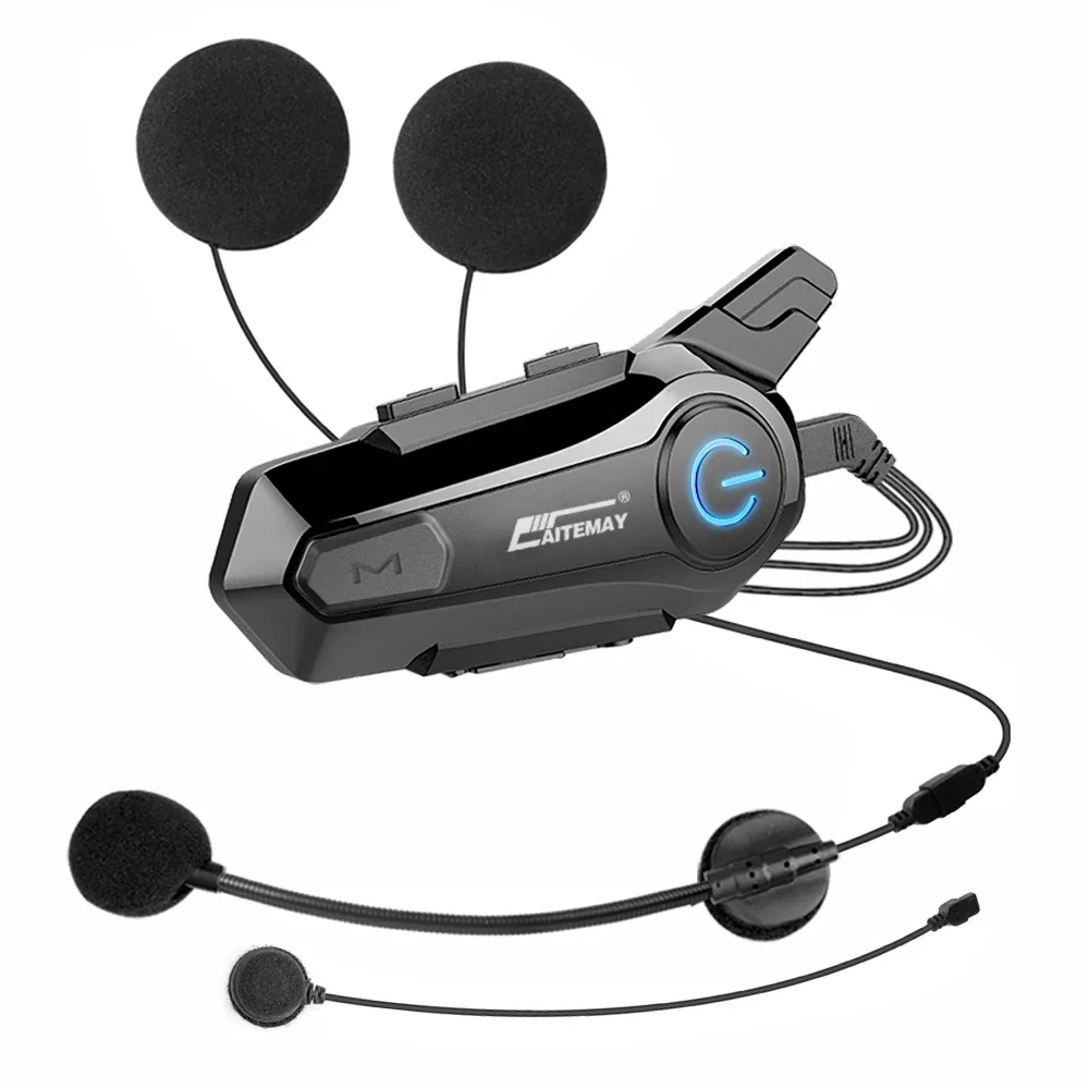 Interphone sans fil compatible Bluetooth pour casque de moto, interphone mains libres, écouteur pour 2 coureurs