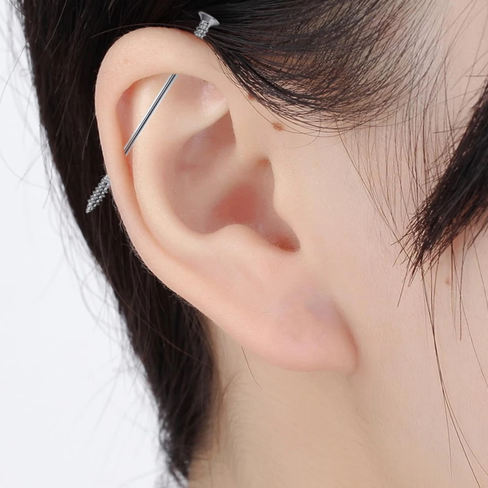

9pcs Studs Set Rhinestone Acrylic Stainless Steel Barbell Arrows Screw Piercing Jewelry Barbell Earring for Women Men