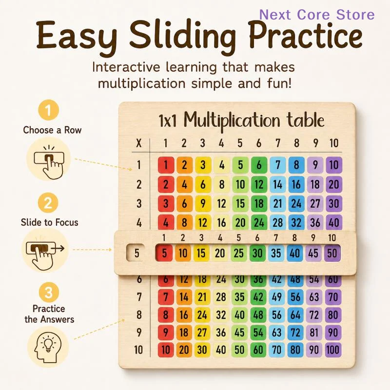 [NC]Interactive Inspired Multiplication Table Wooden Board Set Natural Wood Learning Boards For Math Class Back-To-School Gifts
