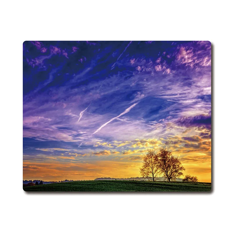 Gorgeous Grassland Blue Sky Sunset View Printed Optimistic Anti-slip Rubber Pad Office Cup Coaster Party Favor Gifts 220x180x3mm