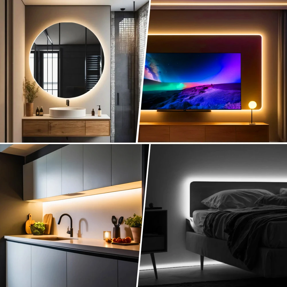 220V 5m 10m 15m 20m 50m COB Strip 240Leds/M 3000K 4000K 6000K Flexible Ribbon Rope LED Light Driver Build In Home Decor 8mm PCB