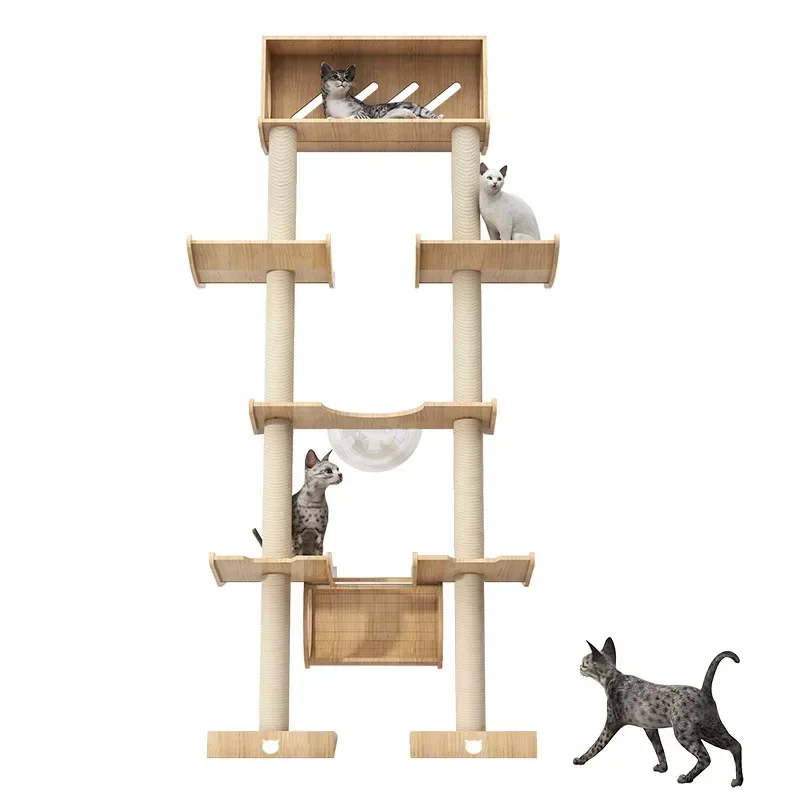 Leaning Tower Cat Stand Jumping Platform Nest Space Capsule Solid Wood Multi-layer