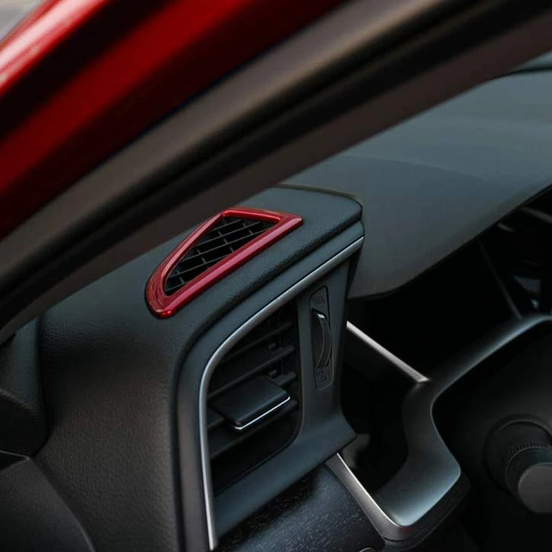 2Pcs Dashboard Air Vent Wind Outlet Cover Trim & 2Pcs Abs Carbon Fiber Interior Front Door Speaker Window a Pillar Cover image 5