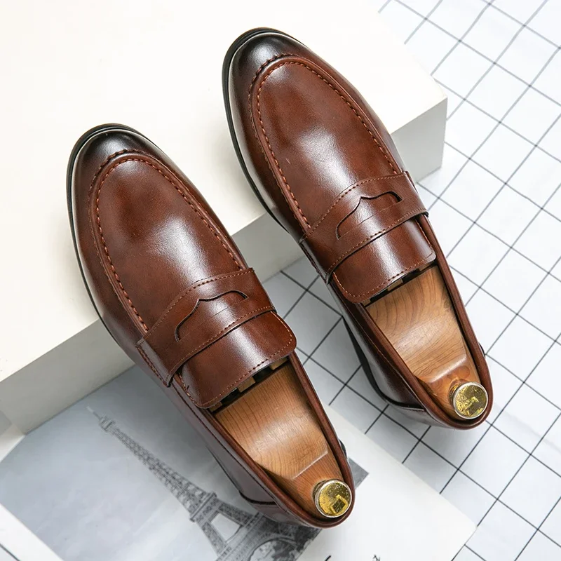 

Spring & Autumn Men's Business Shoes Dress Shoes Loafers Casual Leather Fashion Trend Luxury Men's English Galoshes 38-48