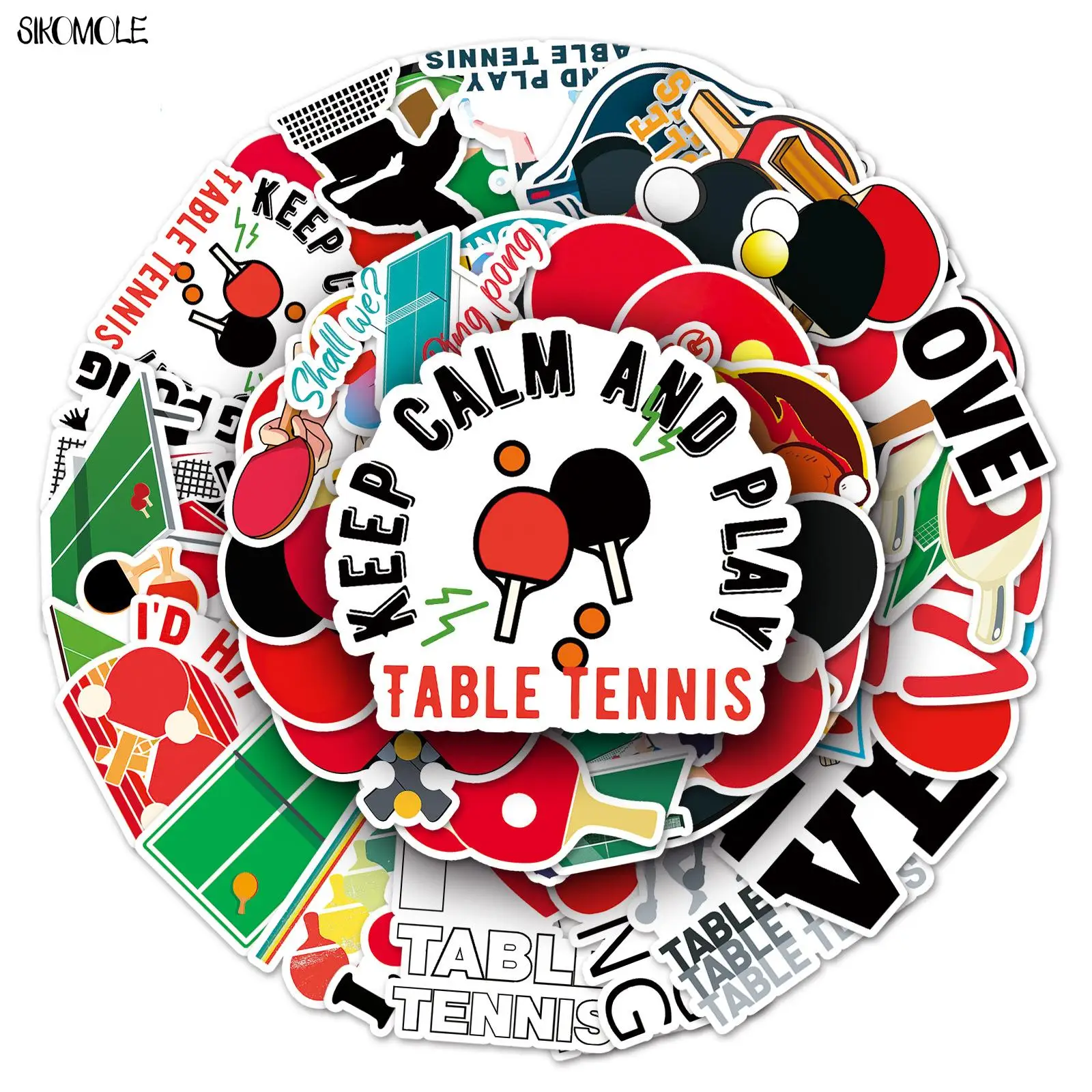 Autocollants de balle de ping-pong de dessin animé pour enfants, autocollant graffiti bricolage, jouet cadeau, ordinateur portable, valise, planche à roulettes, téléphone, JECup, 10 pièces, 30 pièces, 50 pièces