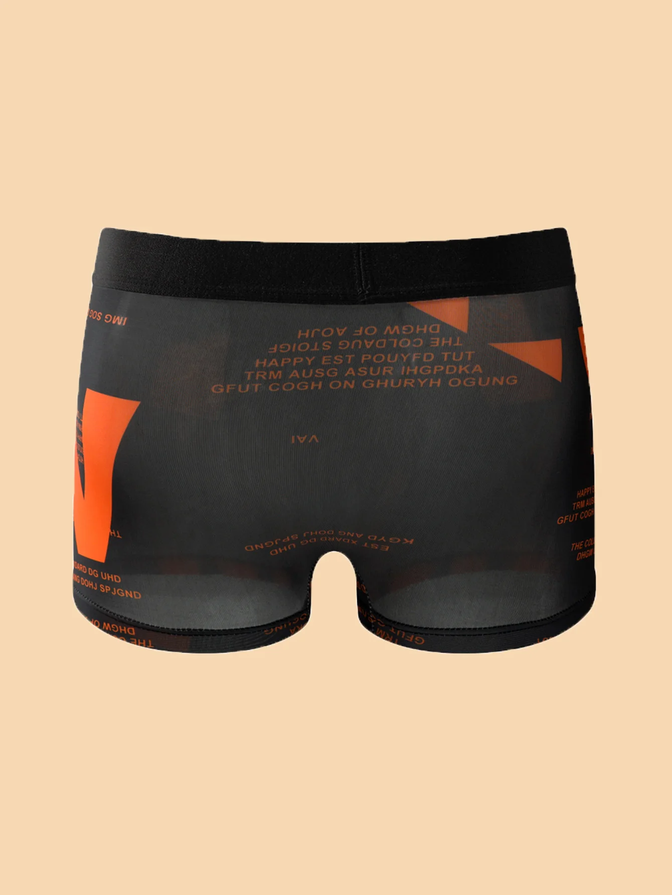 5피스 남성용 사각 팬티, 아이스 실크 원단, 시원하고 편안한 불규칙한 문자 패턴 바지 바디