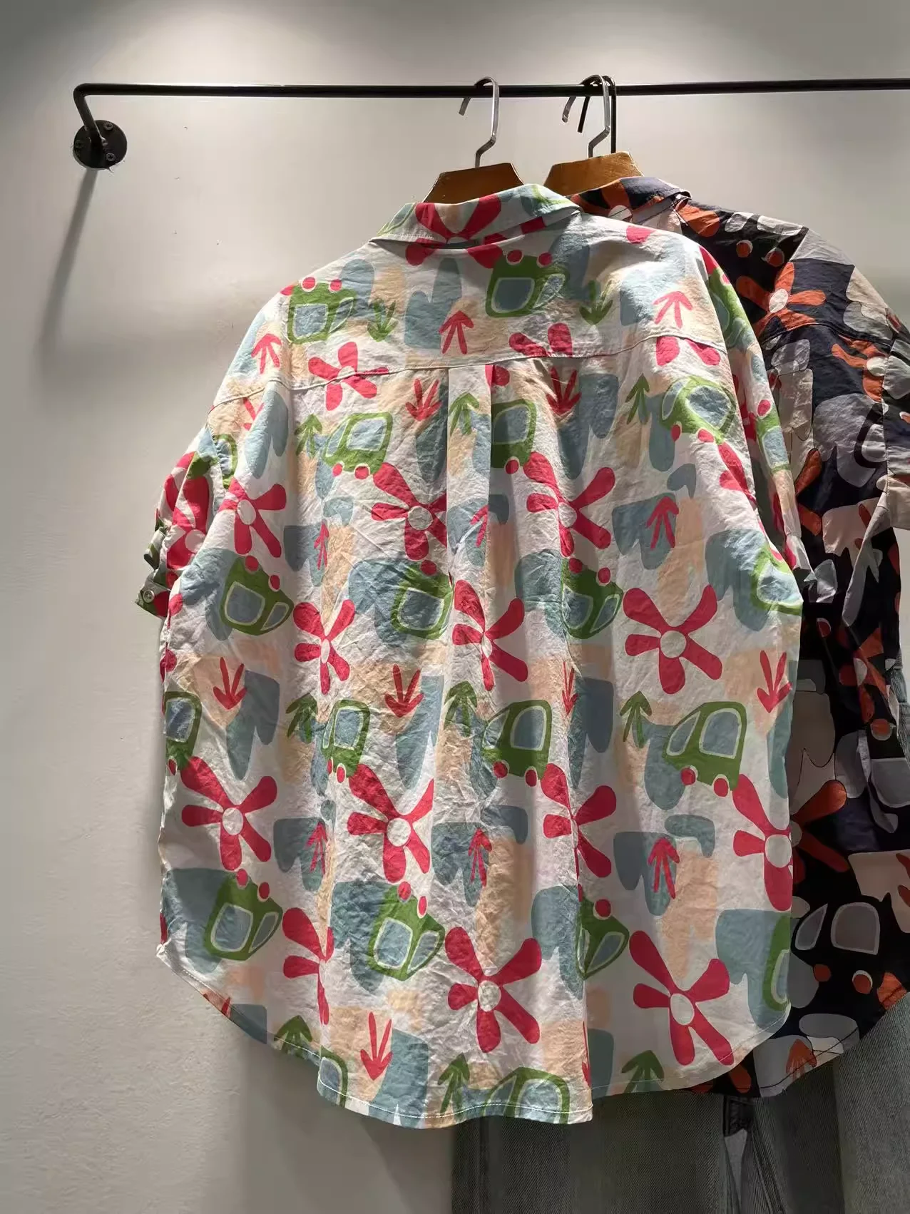 Biust 122cm moda Harajuku damska koszula letnia 100% bawełna nadruk kreskówkowy krótki rękaw koszule i bluzki odzież wakacyjna